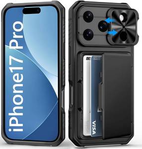 lot 8327 image: BXYJY for iPhone 17 Pro Case Wallet, Credit Card Holder (4-5 Cards), Black