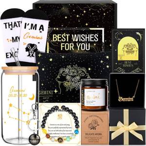 lot 11692 image: 12PCS Gemini Birthday Gifts for Women-Gemini Zodiac Gifts for Women, Mom, Wife, Self Care Package,Get Well Soon, Mothers Day Baskets Birthday Astrological Baskets
