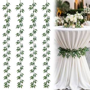 lot 11694 image: Maysing 6 Pack Cocktail Table Greenery Tie Decor Ruscus Garland Lightweight PVC Foldable Faux Leaf Garland for Cocktail Table, Wedding Decoration, Party Backdrop, Home & Event Decor