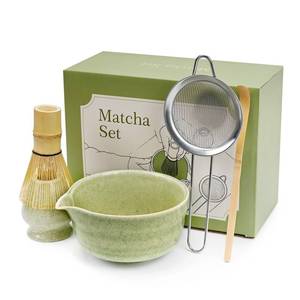 lot 11696 image: Green Matcha Whisk Making Set - Japanese Tea Kit with Whisk Bowl and Bamboo Scoop Ceramic Chawan with Spout for Traditional Tea Ceremony Complete Matcha Making Tools Gift for Tea Lovers (Green, 5 PCS)
