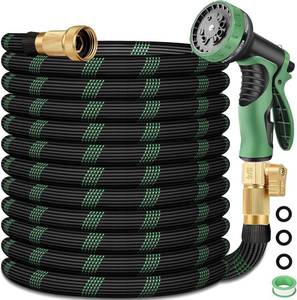 lot 11717 image: 50 ft Non-Expandable Garden Hose, Flexible Ultra Lightweight Durable, Kink-Free Water Hose with 10 Function Sprayer - Non-Tangle,Puncture Proof pipe, Easy to Store, All-Weather Use Garden Hoses