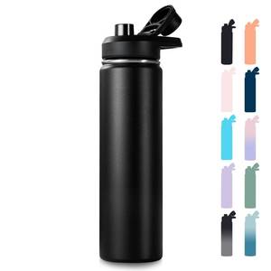 lot 11721 image: Fijinhom Insulated Water Bottle with Handle, 304 Stainless Steel Water Bottles with Wide Mouth, Double Wall Vacuum Sports Water Bottle, BPA Free, Keep Cold and Hot, 24 Ounces, Black