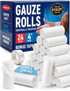 lot 11734 image: Medical Gauze Rolls �� 24pk �� 4 x4.1yd �� Soft and Breathable Gauze Bandage