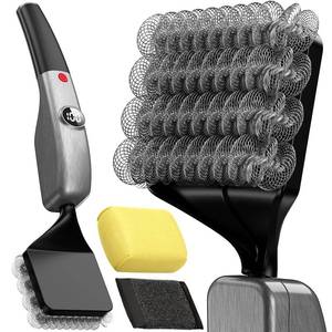lot 11747 image: Reciprocating Electric Grill Brush, Fire-Resistant BBQ Grill Brush, Bristle-Free Grill Brush for Outdoor Grill, Grill Cleaner with 3 Heads, Silver