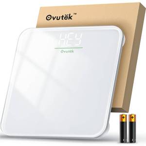 lot 11754 image: Ovutek Bathroom Scale for Body Weight, Highly Accurate Digital Weighing Machine for People, Upgraded Batteries Included, Compact Size, LED Display, Physician Scale with Sturdy Tempered Glass, 400lb