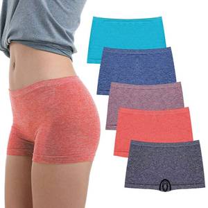 lot 12218 image: R RUXIA Womens Boyshort Panties Seamless Nylon Underwear Stretch Boxer Briefs 5 Pack