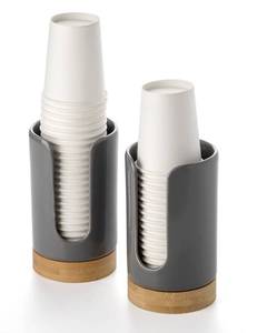 lot 12226 image: Viosuniu Ceramic Bathroom Cups Dispenser - 3-5 oz Disposable Paper & Plastic Bathroom Cups Holder - Mouthwash Cups Dispenser for Bathroom, Guest Toiletries, Countertop - BPA Free (White, 1 Pack)