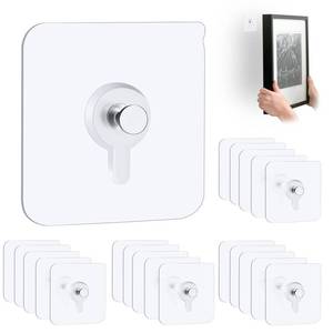lot 12227 image: 22 Pcs Drill Free Adhesive Wall Hooks, 20 lb Capacity Picture Hanging Hooks, Heavy Duty Picture Hangers Without Nails Strong Hold for Bathroom, Kitchen & Entryway