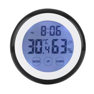 lot 12239 image: LAFEINA Digital Thermometer Hygrometer Clock, Temperature Humidity Monitor Alarm Clock Touch Screen with Backlight Magnetic Back for Home Office Baby Room (Blue)