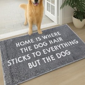lot 12259 image: Muddy Mat� Absorbent Microfiber Door Mat, Non Slip Washable Chenille Rug - Home is Where The Dog Hair Sticks to Everything But The Dog Funny Pet Welcome Mat 19x30