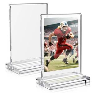 lot 12263 image: 3x4 Acrylic Trading Card Holder, Sports Baseball Card Display Stand Vertical Double-Sided Display-2 Pack