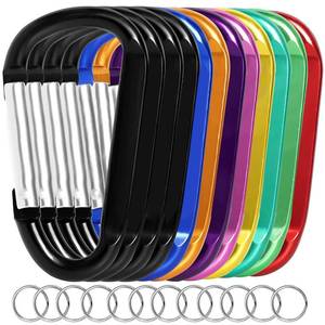 lot 12295 image: 12PCS Carabiner Keychain Clip - 3 Aluminum Caribeener Key Clip,D Ring Shape Nonlocking Carabeaner Hook Buckle,Multi-Function Spring Snap Key Clips Tool for Home,Camping,Hiking,Traveling,Backpack