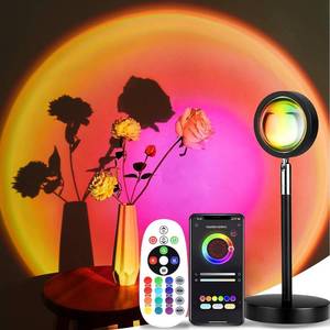 lot 12297 image: LEKEONE Sunset Lamp Projection, Sunset Night Light Rainbow Projector 180° 16 Color Changing 4 Modes, Vlog, Photography, Decorative, Party Decor, Gift for Women(16 Color) (red) (red)