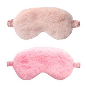 lot 12306 image: EleCharm Faux Fur Eye Mask 2PCS Soft Plush Sleeping Blindfold, Coral Pink