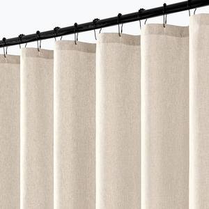 lot 12329 image: ANRODUO Cream Beige Linen Textured Fabric Shower Curtain Set - W72xL72