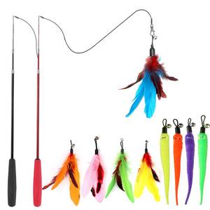 lot 12337 image: MeoHui Cat Toys for Indoor Cats, Interactive Cat Toy 2PCS Retractable Wand Toy and 9PCS Cat Feather Toys Refills, Funny Kitten Toys Cat Fishing Pole Toy for Bored Indoor Cats Chase and Exercise