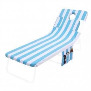 lot 12341 image: Frienda 1 Pcs 35.5x74.8 Large Towel Cover for Tanning Chair with Face Hole Oversized Beach Pool Lounge Cover Towel with Pocket Patio for Summer Pool Outdoor No Chair(Blue and White Stripe)