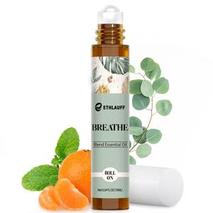 lot 12343 image: Breathe Essential Oil Blend 10 ml, Breath Easy Essential Oil Roll On, Natural Breathing Support for Sinus Relief, Headache