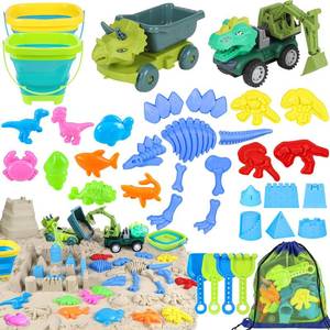 lot 13380 image: FUSPWEAO Beach Toys with 2 Trucks, Collapsible Bucket for Kids Ages 3-12