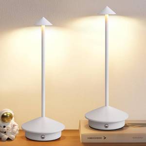 lot 13386 image: NEWSEE Modern Cordless Table Lamp Set of 2, White Portable LED Desk Lamps