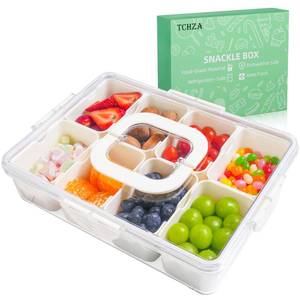 lot 13390 image: Snackle Box Container Dishwasher Safe Divided Serving Tray with Lid Handle