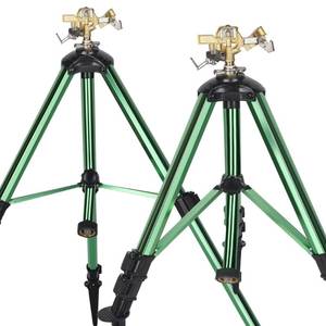 lot 13408 image: ARICOR 2 Pack Impact Sprinkler on Tripod Base, 360° Adjustable Brass Sprinkler Head with Stakes, Heavy Duty Metal Tripod Lawn Sprinkler for Large Area Lawn, Yard & Garden Irrigation