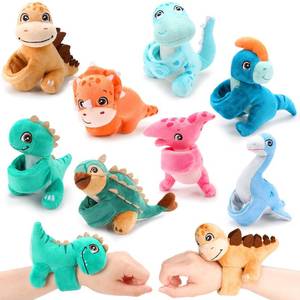 lot 14153 image: Liliful 8 Pack Kids Plush Gifts Stuffed Animal Cat Slap Bracelets - 8 Inch Back to School Prize Box Toys Wrist Cute Snap Birthday Rewards for Boys Girls Child Pet Adoption Party Favors(Dinosaur)