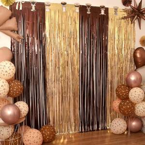 lot 14157 image: Espresso Martini Decorations, 2 Pack Tini Bit Older Birthday Party Photo Booth Prop, Brown Gold Fringe Curtains Photo Streamers Backdrop for Love Is Brewing Coffee Cocktail Party Bachelorette Supplies