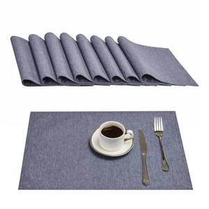lot 14193 image: HomeJoy Cloth Place Mats Set of 8��Reusable Rectangular Waterproof Fabric Polyester Washable Wipeable Heat Resistant Linen for Kitchen Dining Dinner Restaurant Wedding Table(Denim blue13x19 Inch)