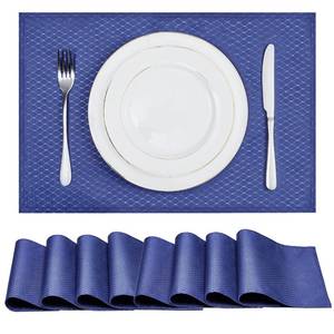 lot 14197 image: HomeJoy Navy Blue 13x19 Rectangle Waterproof Polyester Place Mats Set of 8