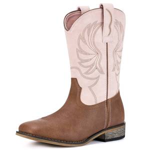 lot 14209 image: Rollda Kids Cowboy Boots for Boys Girls Western Square Toe Cowgirl Boots with Walking Heel (ToddlerLittle KidBig Kid), Pull-on Tabs