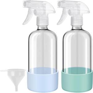 lot 14219 image: Glass Spray Bottles with Silicone Sleeves (2 Pack, 16 oz), Mist and Stream