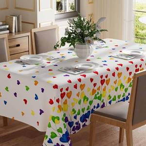 lot 14235 image: XCHI Rainbow Love Heart LGBTQ Tablecloth Rectangle Pride Day Inclusion Gay Transgender Queer Equality for Indoor Outdoor Dining Home Party Decorations 60x120 Inch