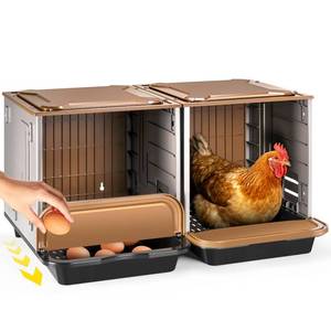 lot 19747 image: Chicken Nesting Box, 2 Compartment Nesting Boxes for Chickens, Large Chicken Laying Boxes for Egg Collection & Hen on Nest, Roll Away Nesting Boxes Chicken (Extra Large)