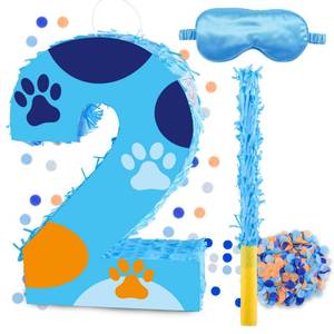 lot 19751 image: 16 Inch Number 2 Dog Paw Pinata with 16 Inch Pi�ata Stick Blindfold Confetti for Boy Girl Kids 2nd Birthday Party Decorations (2nd)