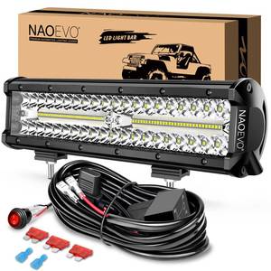lot 19773 image: NAOEVO 12 Inch LED Light Bar with Wiring Harness, OffroadFog Lights, White