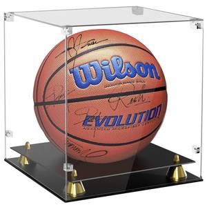 lot 19777 image: Acrylic Basketball Case Display - Clear Full Size Holder with UV Protection for Autographed Basketball Memorabilia, Bilayer Display Stand