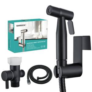 lot 20200 image: BARROCK Handheld Bidet Sprayer for Toilet, Stainless Steel Metal Made Baby Cloth Diaper Spraying Kit, Bathroom Toilet Bidet Attachment Set for Bathing Pets and Feminine Hygiene, Matte Black