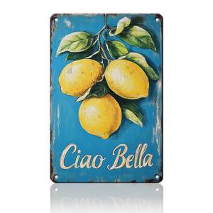lot 20201 image: KIYOYO Italian Kitchen Decor Ciao Bella Metal Signs Vintage Lemon Kitchen Tin Sign Italian Home Kitchen Farm Market Outdoor Wall Art Decor 12x16 Inch