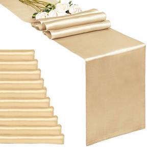 lot 20207 image: REWOMC 10-Pack Champagne 12 x 108 inches Long Premium Satin Table Runner