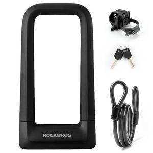 lot 20219 image: ROCKBROS Bike U Lock Heavy Duty with 4 ft Cable Mount Bracket
