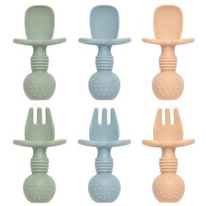 lot 20220 image: Eascrozn 6 Pack Silicone Baby Spoons and Forks Feeding Set, BPA Free