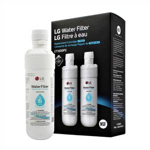 lot 20252 image: LG LT1000P2 6-Month  200 Gallon Refrigerator Replacement Water Filter, Reduces Chlorine, 2 Count (Pack of 1), White.
