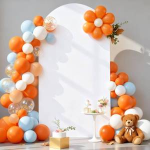 lot 20264 image: 6FT White Arch Backdrop Cover - Polyester Fitted Wedding Arch Stand Covers Round Top Chiara Arch Backdrop Cover for Party Birthday Banquet Photo Background Decoration