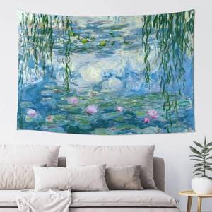 lot 20268 image: Mutakin Monet Water Lilies Tapestry Wall Hanging Aesthetic For Bedroom Living Room Dorm 60 x 40 in