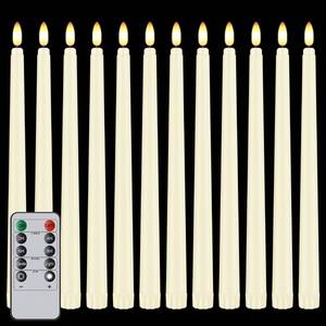 lot 20274 image: Hopule 12 Pcs Flickering Flameless LED Taper Candles, 11 Long Fake Taper Candles Battery Operated with Remote Timer, Ivory Plastic Electric Candlesticks for Wedding Party Christmas Holiday
