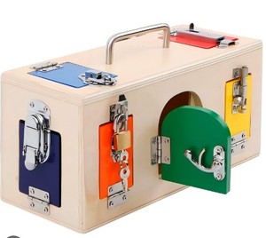 lot 1295 image: Sensory lock toy wooden playset