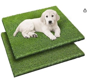 lot 3229 image: 2 Pack Grass Pee Pads for Dogs Potty, Reusable Artificial Grass Mat for Puppy & Cats (26x30 inch)