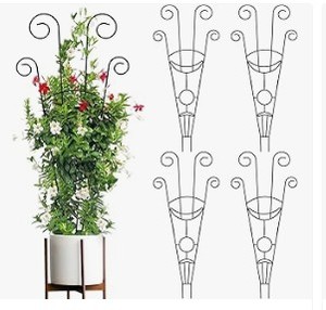 lot 13393 image: Climbing Plant Support Trellis with Spiral Hooks 4-Pack