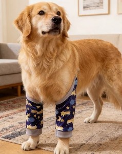 lot 14174 image: Dog Elbow Pads �� Knee Wrap Front Leg Sleeves for Large Dogs, Wound Protection & Anti-Licking Brace for Injured Legs or Joints (Large Graffiti)